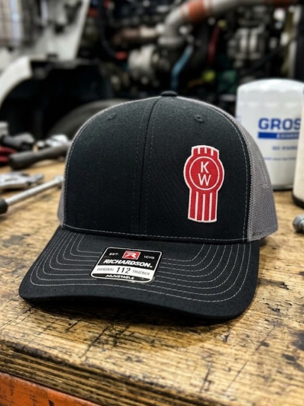 Kenworth Truck Hat KW Diesel Semi Black Charcoal Richardson 112 Snapback USA 80s